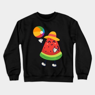 Cute Watermelon Playing Volleyball Crewneck Sweatshirt